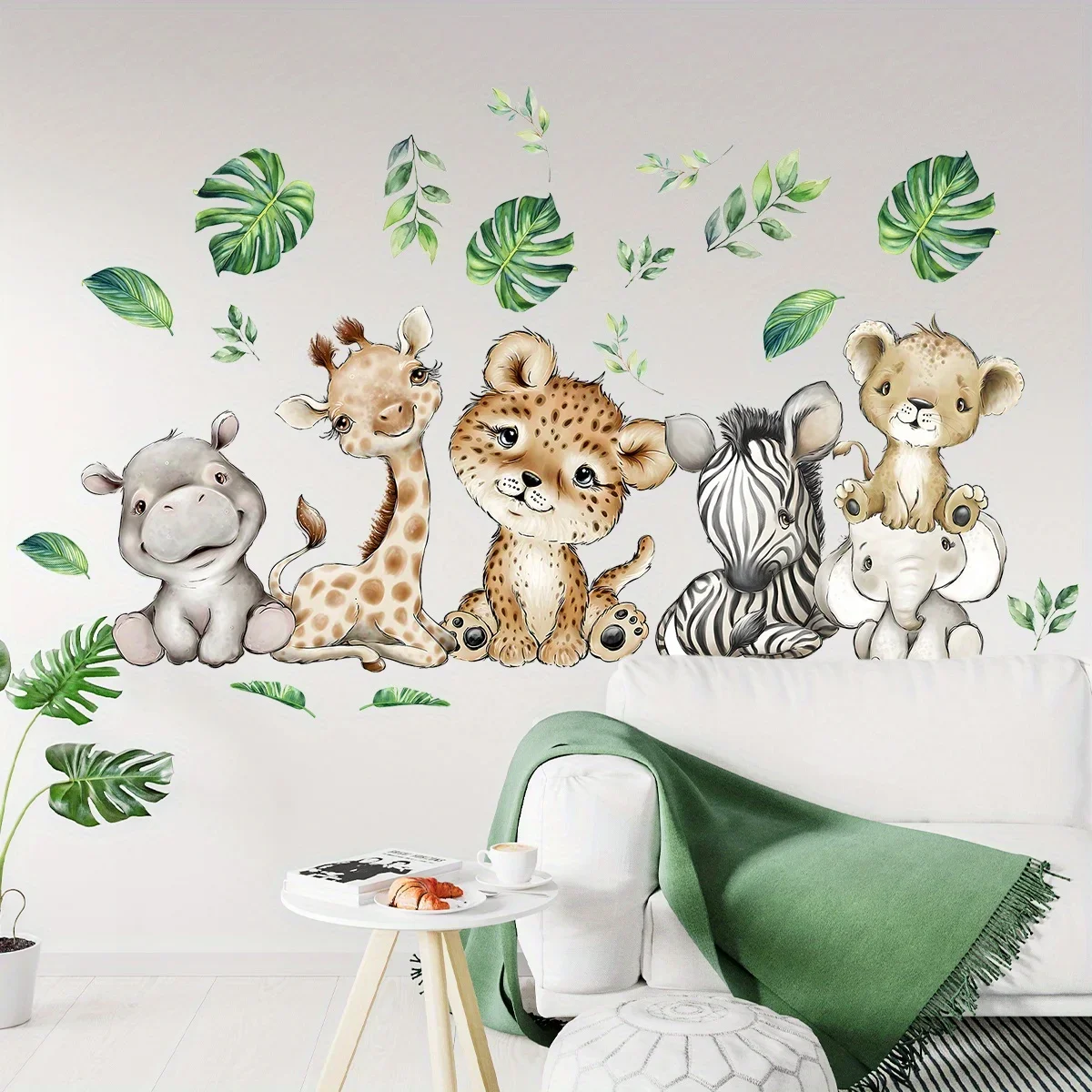 1 قطعة الكرتون لطيف فرس النهر النمر الفيل الغزلان شجرة الحيوان ملصقات جدار لغرفة النوم غرفة المعيشة الحضانة الديكور جدار الشارات #2