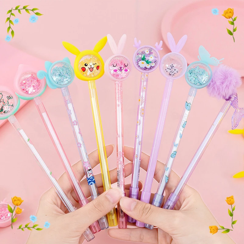Wholesale Butterfly Sequined Gel Pens Girl Heart Cute Rabbit Deer Sequined Pen Office Accessories