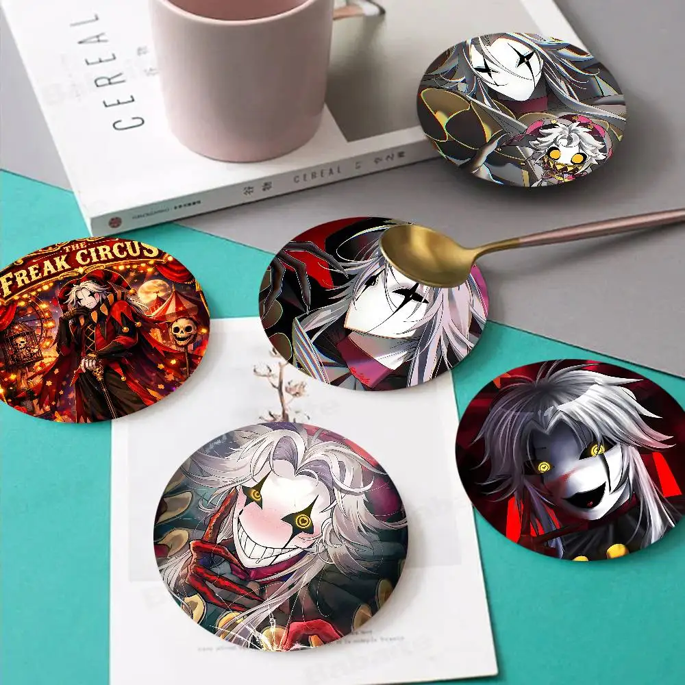 F-Freak P-Pierrots Circus Retro Wooden Cup Mats Elements Colour Printing Cup Coasters Home Kitchen Decora Gifts