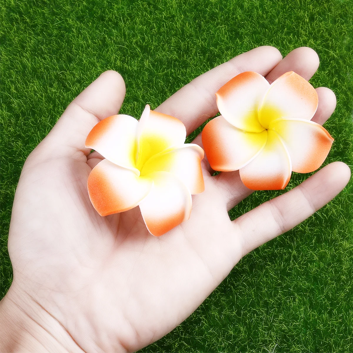 

100pcs 6Cm Plumeria Flowers Orange Artificial For Wedding Party 6Cm Artificial Folower Decoration Beads Pendant Home Decor