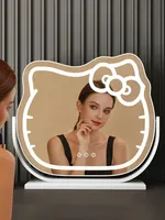 for LED makeup mirror desktop kitty cat cute girl heart intelligent rotatable rechargeable vanity mirror with light