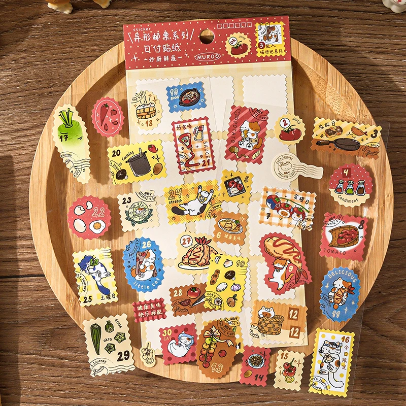 Cute Japan Style Fortune Cat Stickers Journal Notebook Decor Scrapbooking Japanese Foods Sticker Hobby Craft Supplies