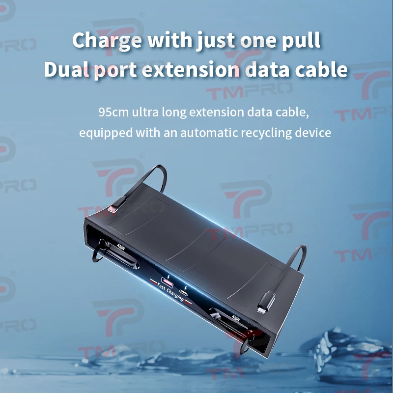 45W super fast charging central control expansion dock with retractable cable, suitable for Volkswagen Tayron car accessories