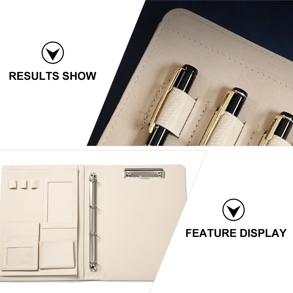 

Business Folder Document Organizer Binder Pu Material Office Portfolio File Folder Storage Multiple Slots Metal Clips