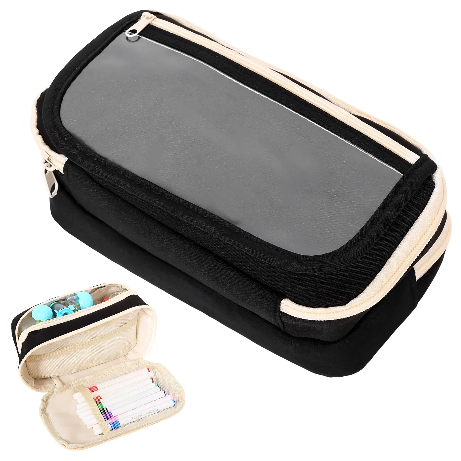 Pencil Case Large Capacity Pencil Pouch Handheld Pen Bag Cosmetic Portable Pen Box Gift for Office School Stationery Storage Bag
