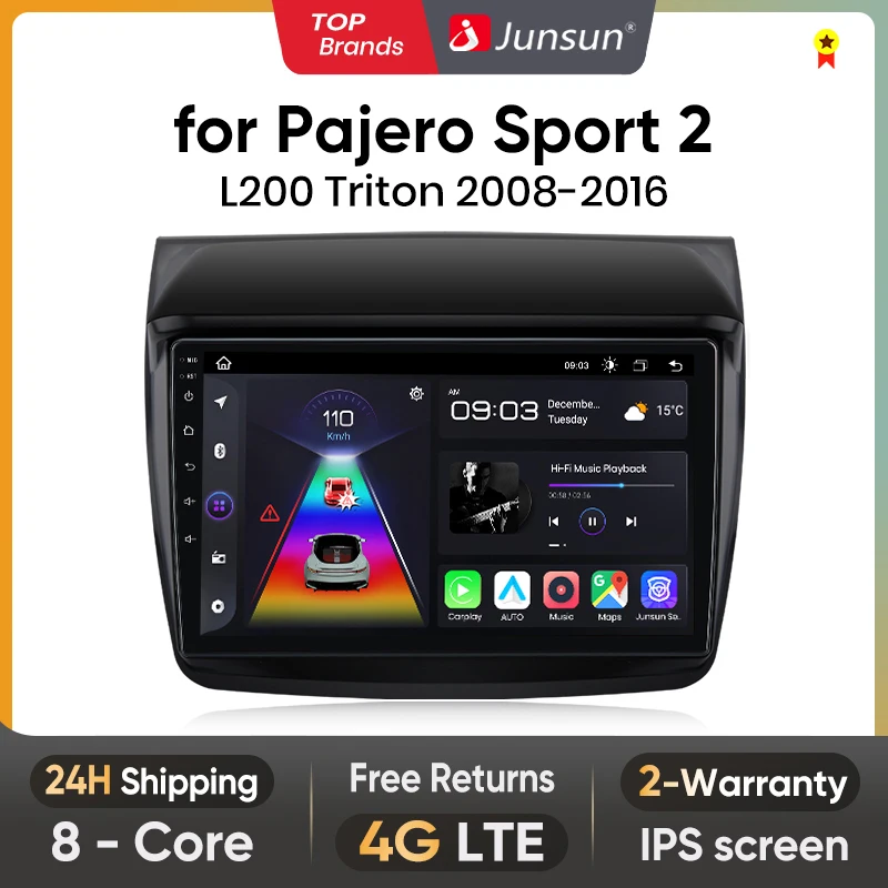 Junsun V1 Plus Car Radio For Mitsubishi Pajero Sport 2 L200 Triton 2008 - 2016 wireless CarPlay Android Auto No 2 din 2din DVD