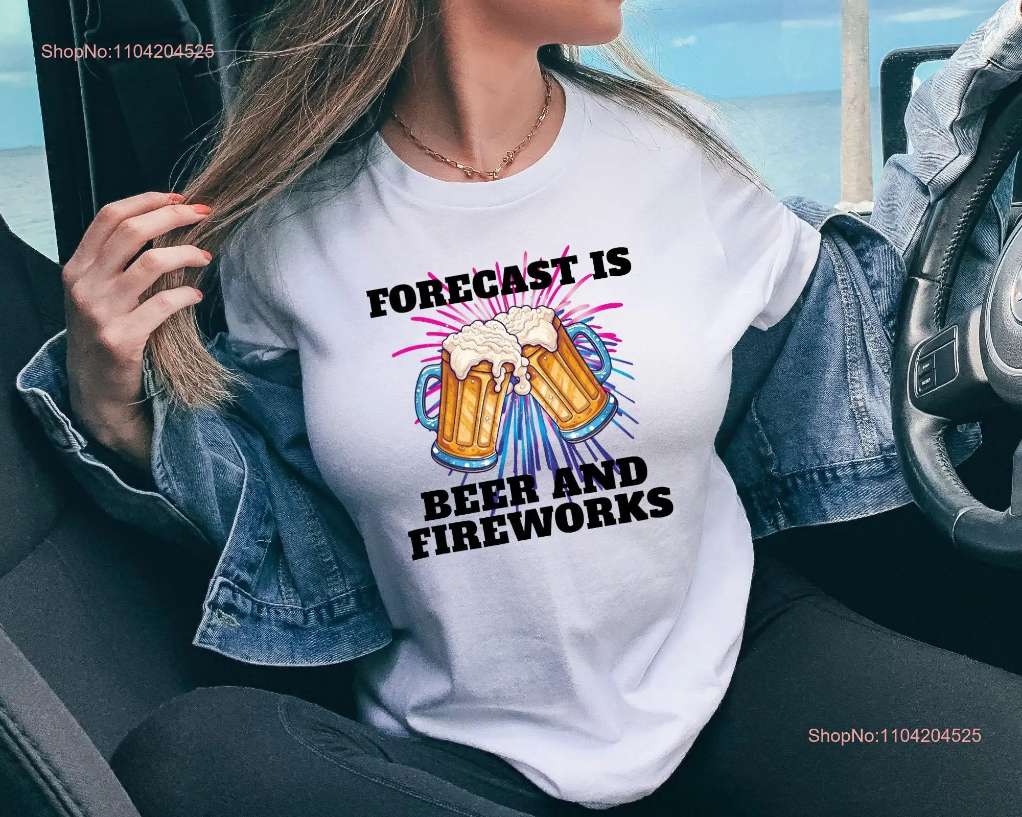 Forecast is Beer and Fireworks T Shirt Fourth of July Independence Day Celebration for Patriotic Mug