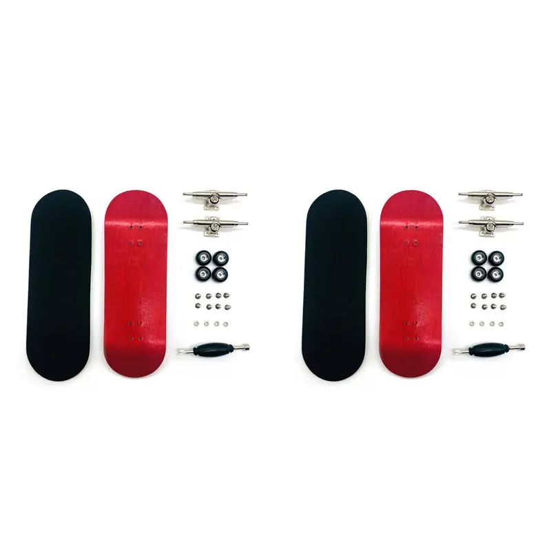 【SPECIAL】2X Finger Skateboard Board Width 32Mm Professional Maple Fingertip Skateboard Double Rocker Mini Skateboard Red