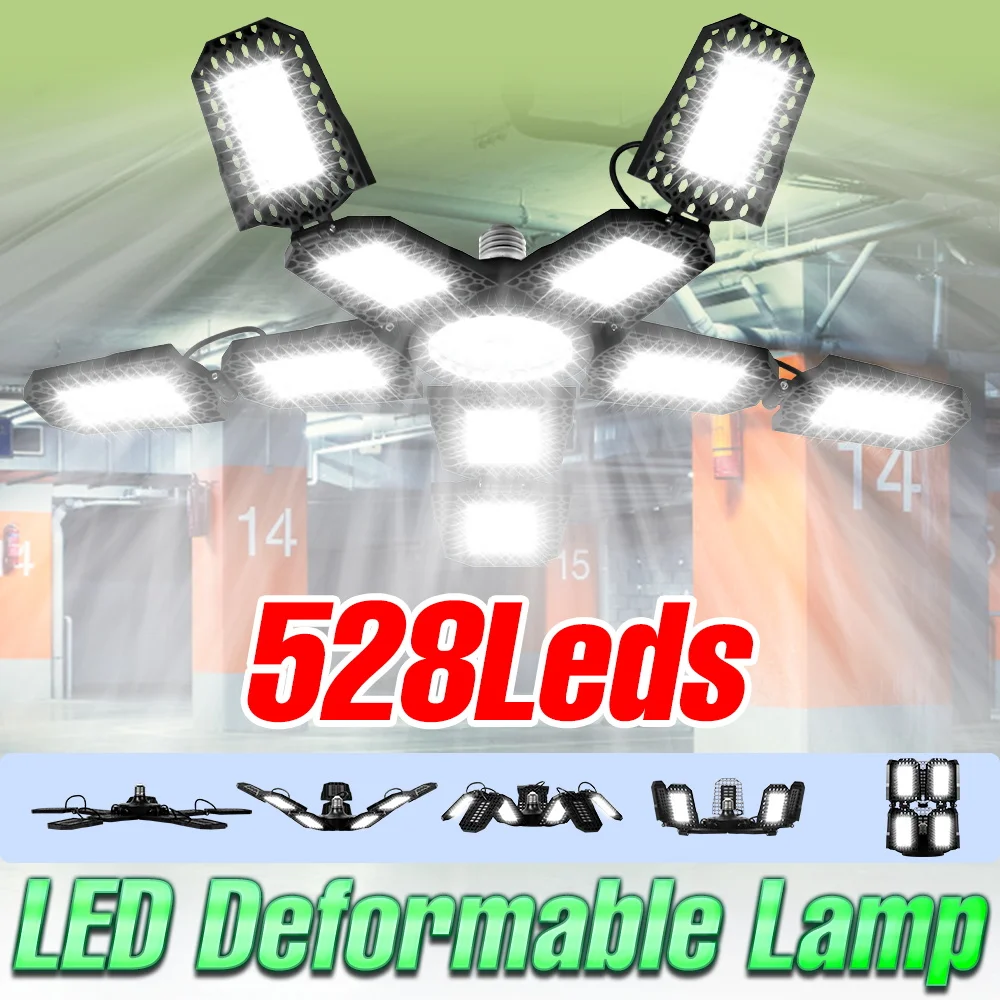 

300W LED Garage Light AC100-277V Indoor Ceiling Lights E27 Foldable Deformable Workshop Warehouse Parking Lot Large Are Lighting