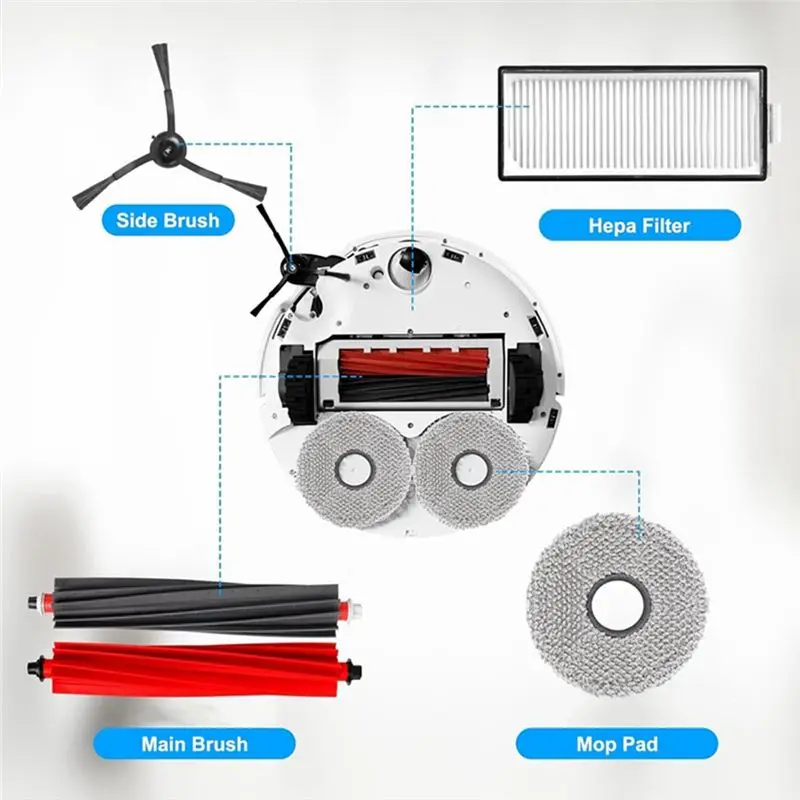 AT63-Robot Vacuum Accessories Kit For Roborock Qrevo Master/Slim- Main Side Brush, HEPA Filter, Mop Pad& Dust Bag Replacement