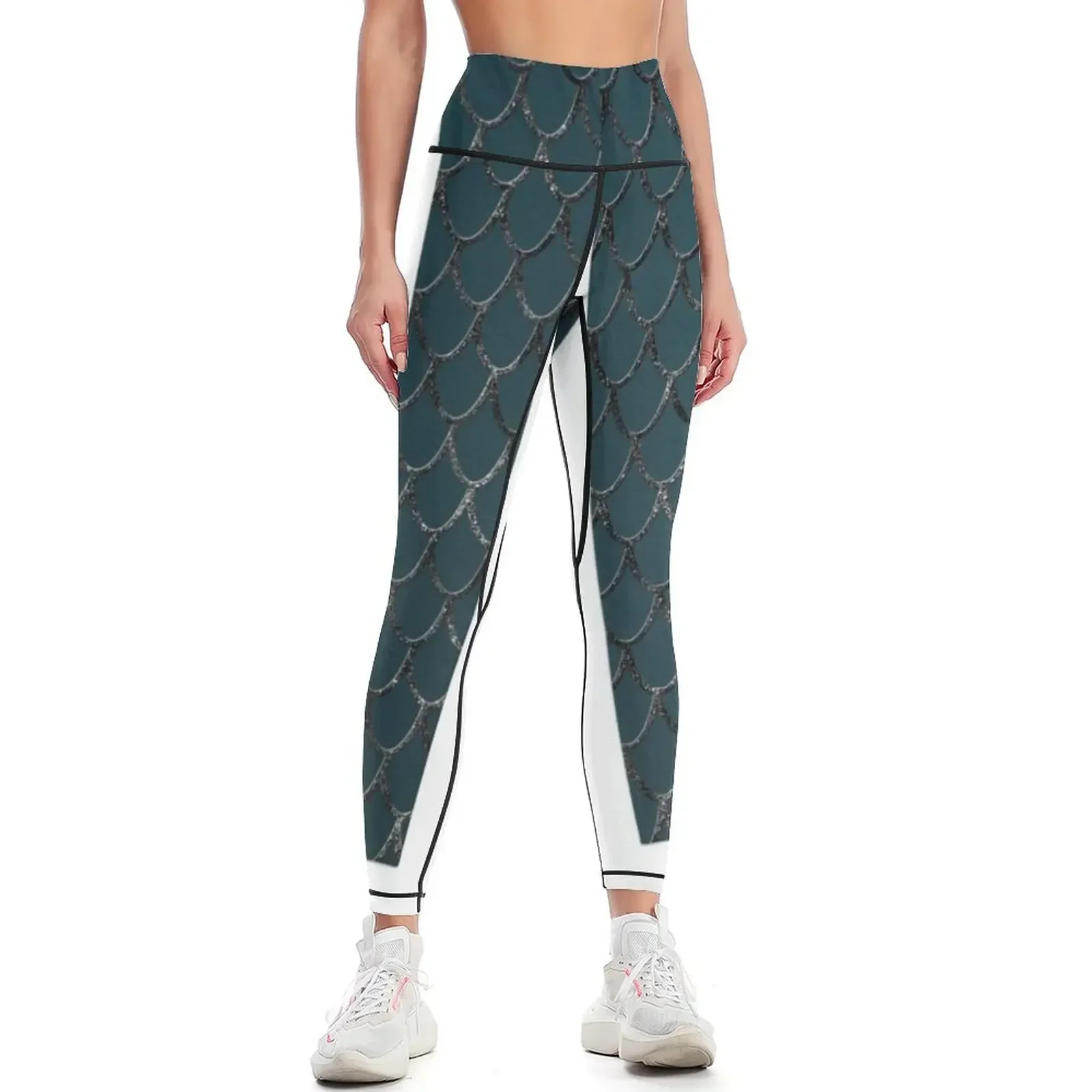 

Teal Mermaid Scales Glam #1 (Faux Glitter) #shiny #decor #art Leggings sporty woman push up sportswear gym Womens Leggings