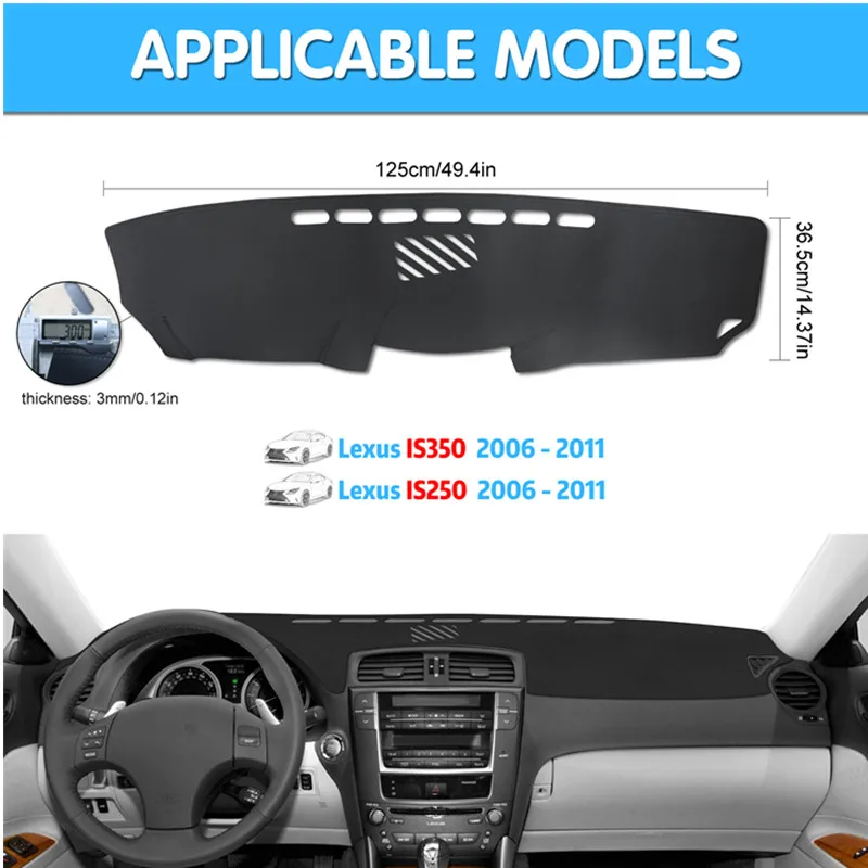 Lexus用レザーダッシュマット,ダッシュボードカバー,カーペット,車の装飾アクセサリー,is250,is350,2006, 2007, 2008, 2009, 2010, 2011
