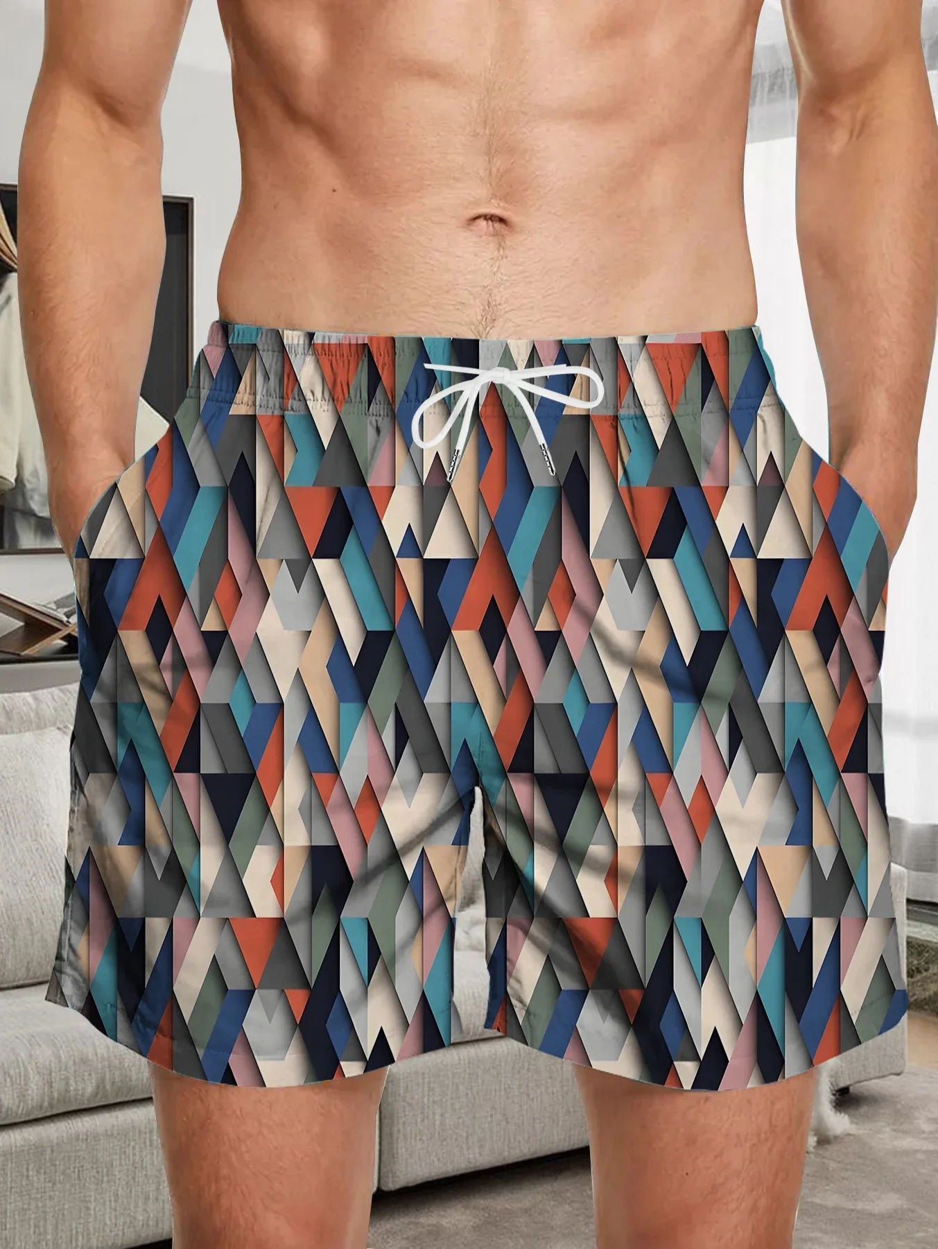 

Travel Beach Board Shorts Men Full Digital Print Quick Dry Lightweight Trousers