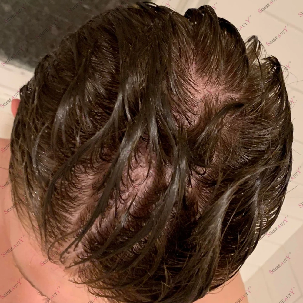 

Натуральные 90% плотность человеческих волос, капиллярный протез, супертонкий, 0,02 мм, основа кожи, естественная линия волос, незаметный мужской парик