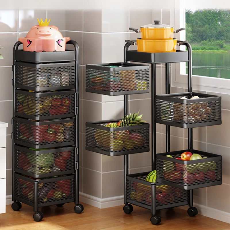 Detachable kitchen rotating storage rack, floor standing, multi-layer, specialized and multifunctional