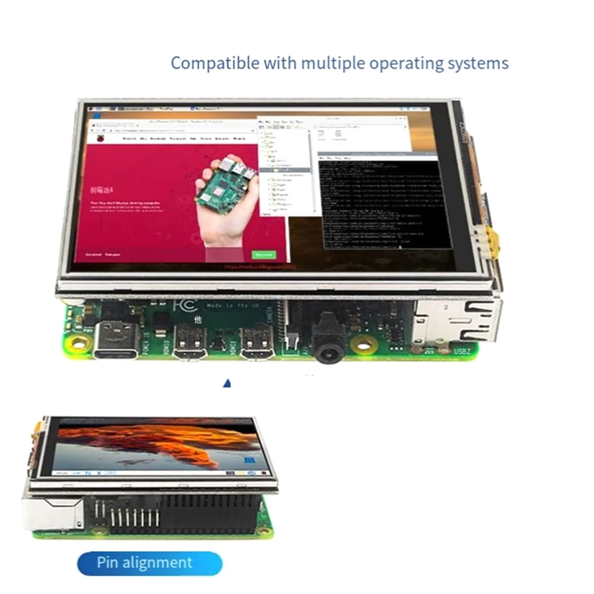 شاشة LCD TFT تعمل باللمس ، مروحة تبريد ، حافظة ABS ، توت العليق بي 4 ب ، من من من من من نوع x