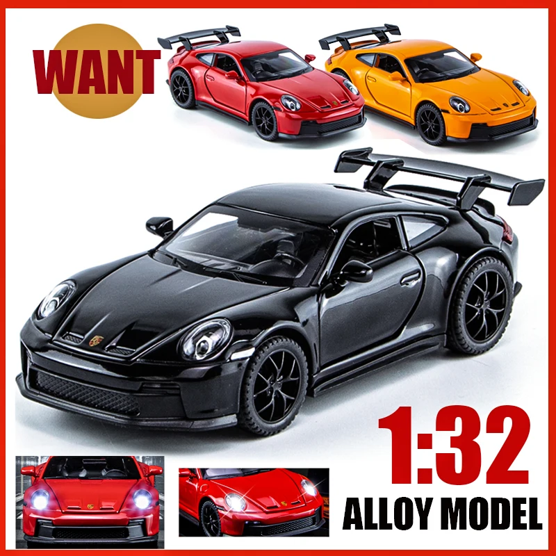 Schaal 1:32 911 GT3 High End Legering Ccar Model Diecast Metaal Geluid Licht Trek Hot Koop Kid Verjaardag Kerstcadeau Hot Wheels