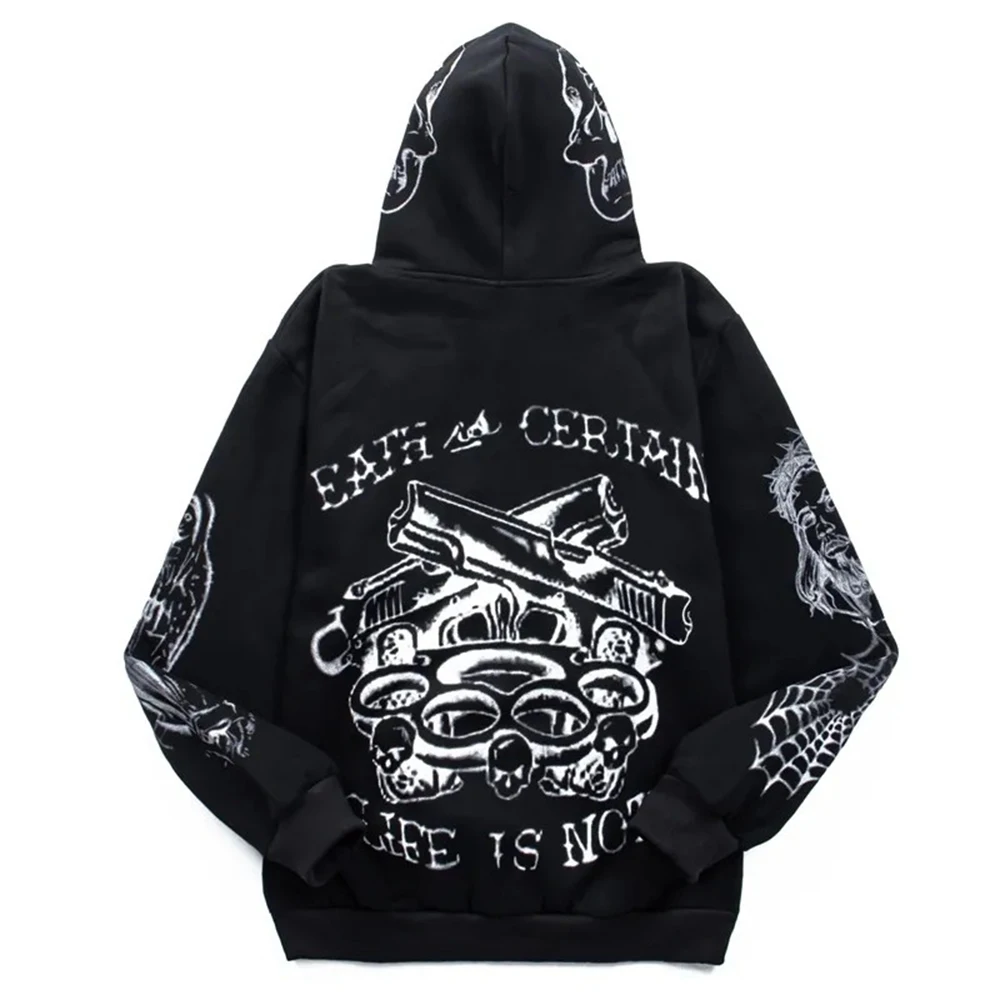 New Autumn And Winter Fashion Trend Dark Style Y2k Hooded Sweatshirt Unisex American Street Casual Loose High Quality Hoodie Men