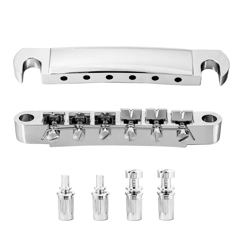 Guyker Tune-O-Matic Roller Saddle Guitar Bridge For LP SG 6 String Guitars Electric Guitar 1 Set of 6 Strings Guitar