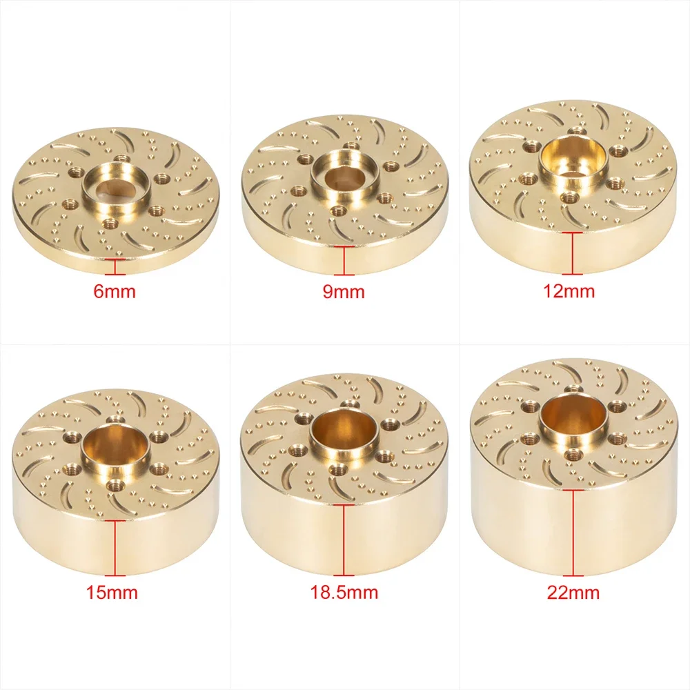 6MM 9MM 12MM 15MM 18.5MM 22MM Brass Wheel Hub Hex Adapter Brake Disc Weights for 1.9 2.2 Beadlock Wheels SCX10 Capra TRX4 Wraith