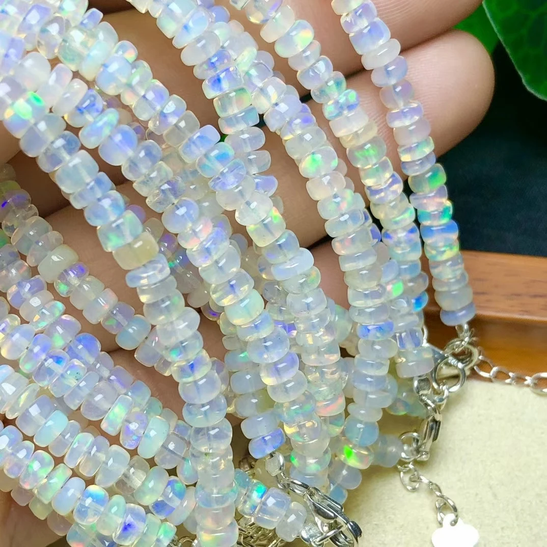 Natural Colorful White Opal Round Beads Opal Flash Light Bracelet Gemstone 4mm Stretch Women Men Jewelry AAAAAA