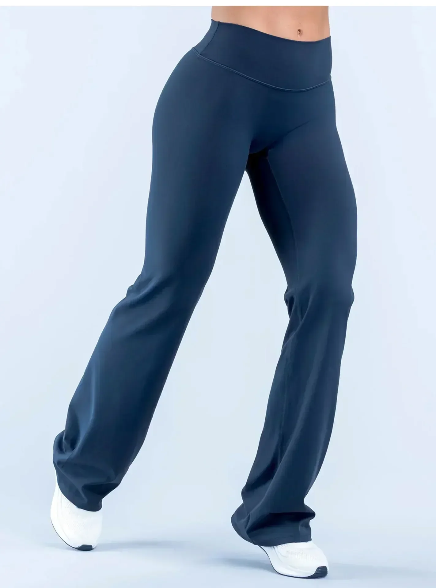 LOGO Hochwertige Damen High-Rise Schlaghose für Yoga, Po-Formende, Hautfreundlich, Weich, Dehnbar, für Fitness, Laufen, Alltag und Langes Training – Detail 11
