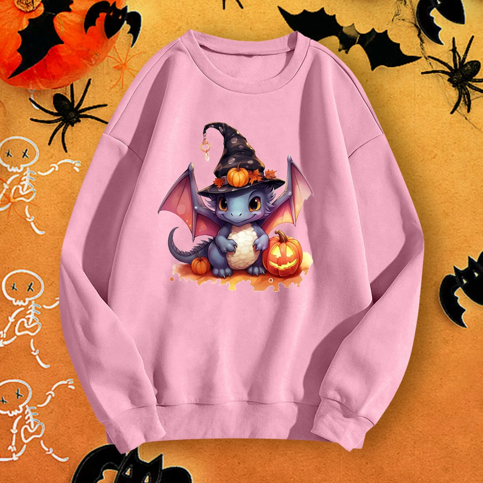 

Women's Halloween Simple Cute Printed Autum Winter Crew Neck Long Sleeved O-Neck Hoodie Sweatshirt Pullover Hoodie Top Daily