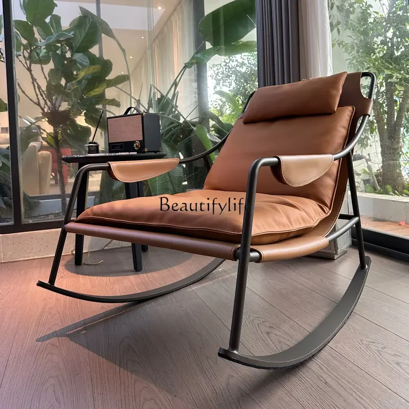 

Modern simple rocking balcony recliner minimalist lazy lunch break back chair