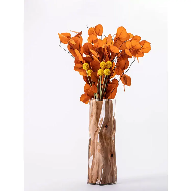 Light luxury modern transparent resin stake log-colored texture flower ornaments,  study decoration