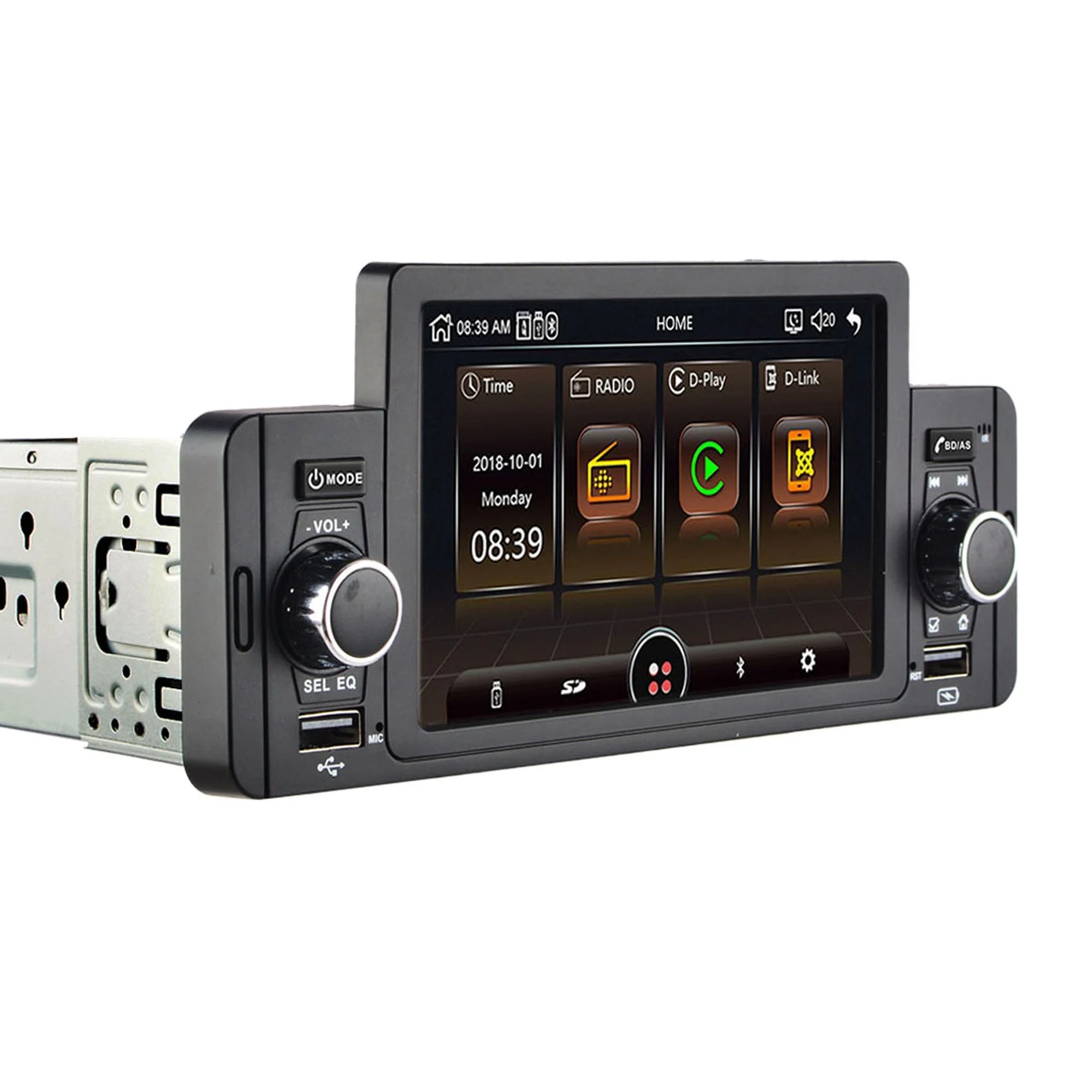 

1 Din Car Radio Stereo 5 Inch Multimedia IPS Touchscreen MP5 Player with Button Knob Dual USB Bluetooth Mirror Link