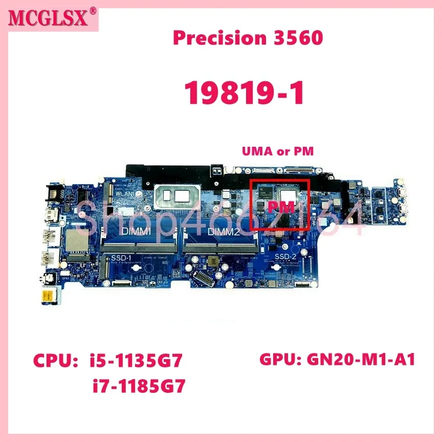 

19819-1 With i5 i7-11th Gen CPU UMA / T500 GPU Notebook Mainboard For Dell Latitude 5520 Precision 3560 Laptop Motherboard