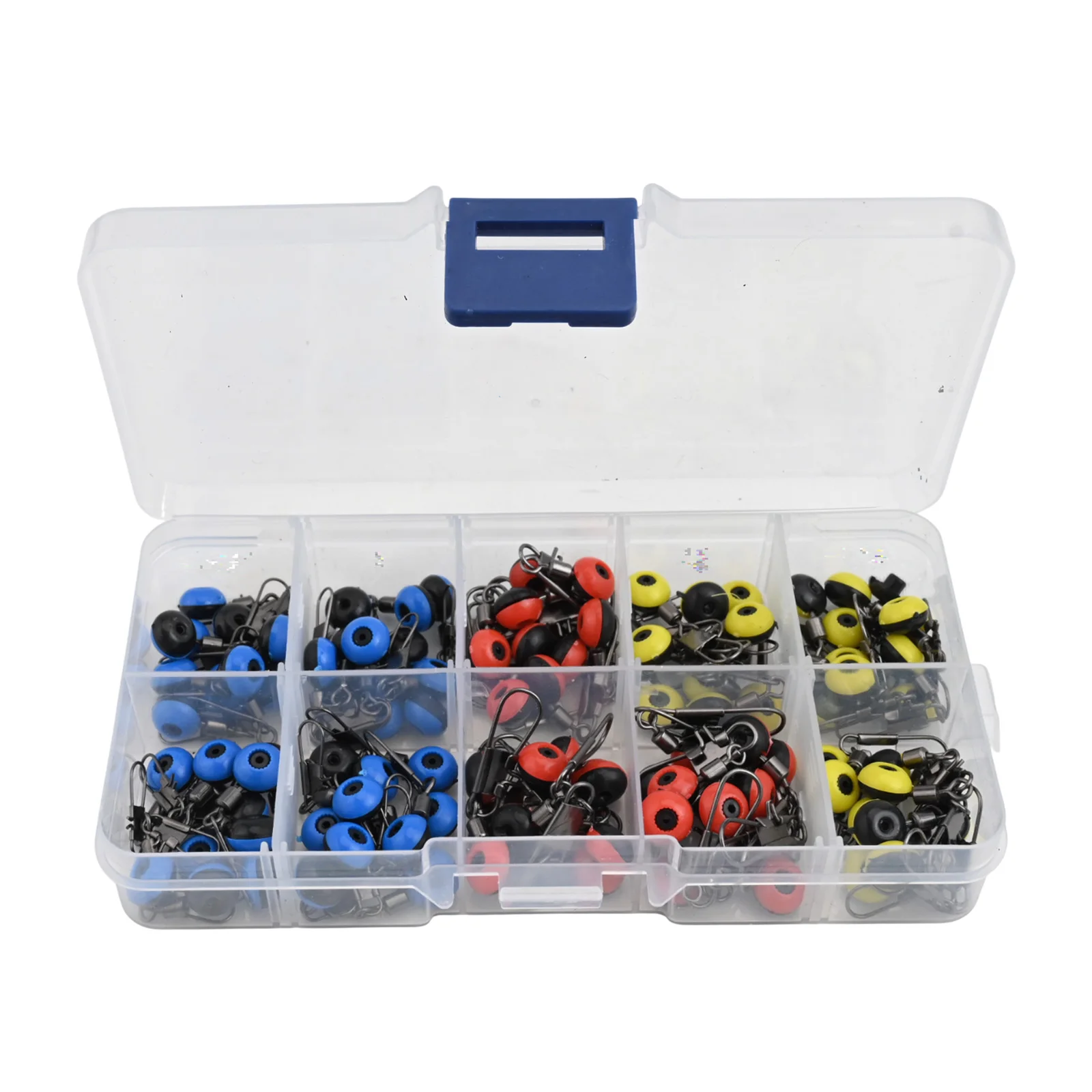 Balıkçılık Şamandıra Konnektörleri Seti 100PC Tüm Balıkçı Seviyeleri için Çeşitli Konnektörler Tuzlu Su ve Tatlı Su için İdeal