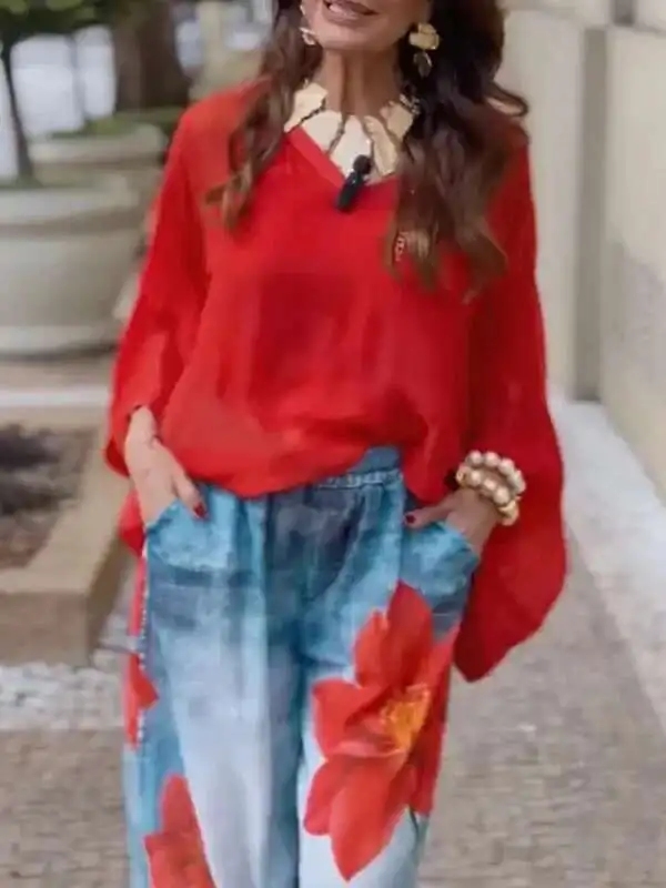 

BabYoung 2025 New Spring Summer Women's Flower Printed Loose Trendy Casual Hight Waist Wide Leg Trousers Bottoms For Woman