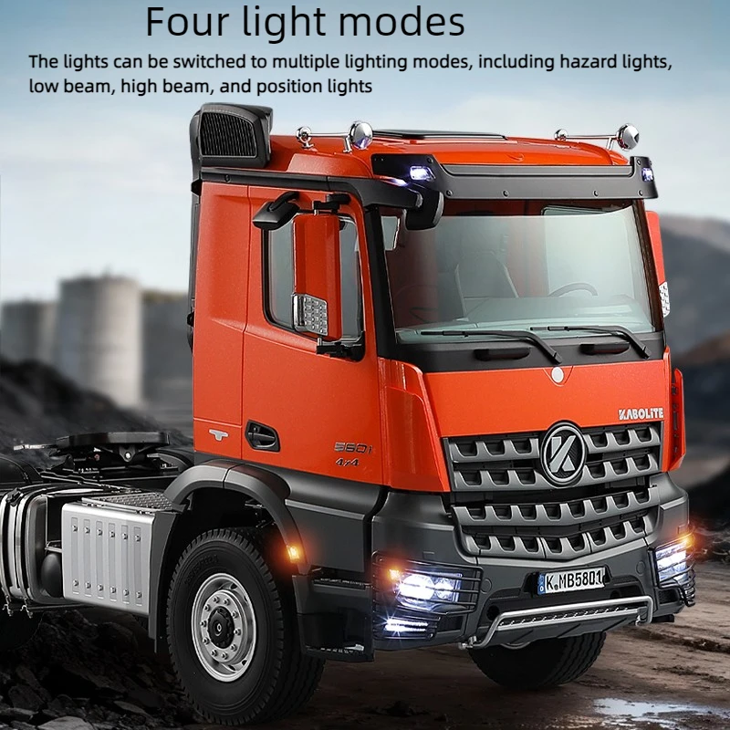 KABOLITE 5801 3-Axle Dump Truck Model Toy 1/14 4X4 Electric Remote Control Dump Truck with Lights and Sound System RC Car Toy