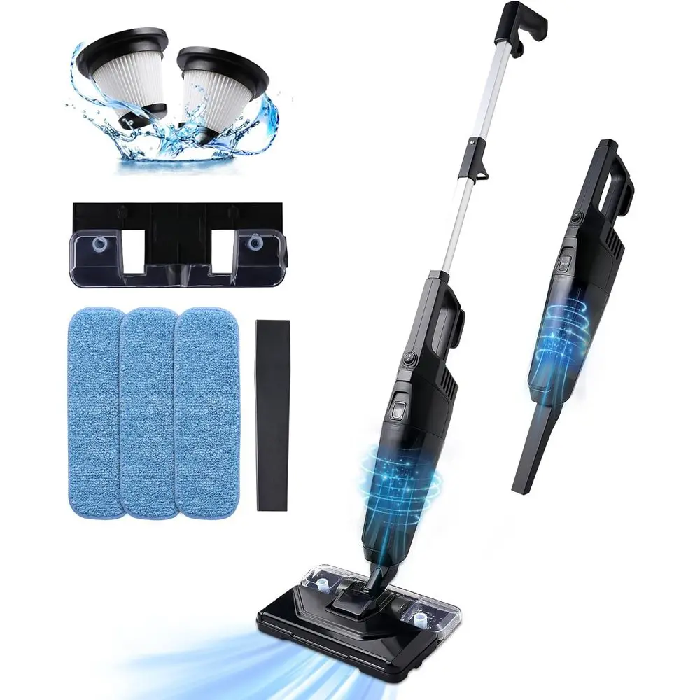 

Cordless 600W Powerful Suction Stick Vacuum Cleaner with 3 Mop Pads for Hardwood, Tile, and Marble Floors