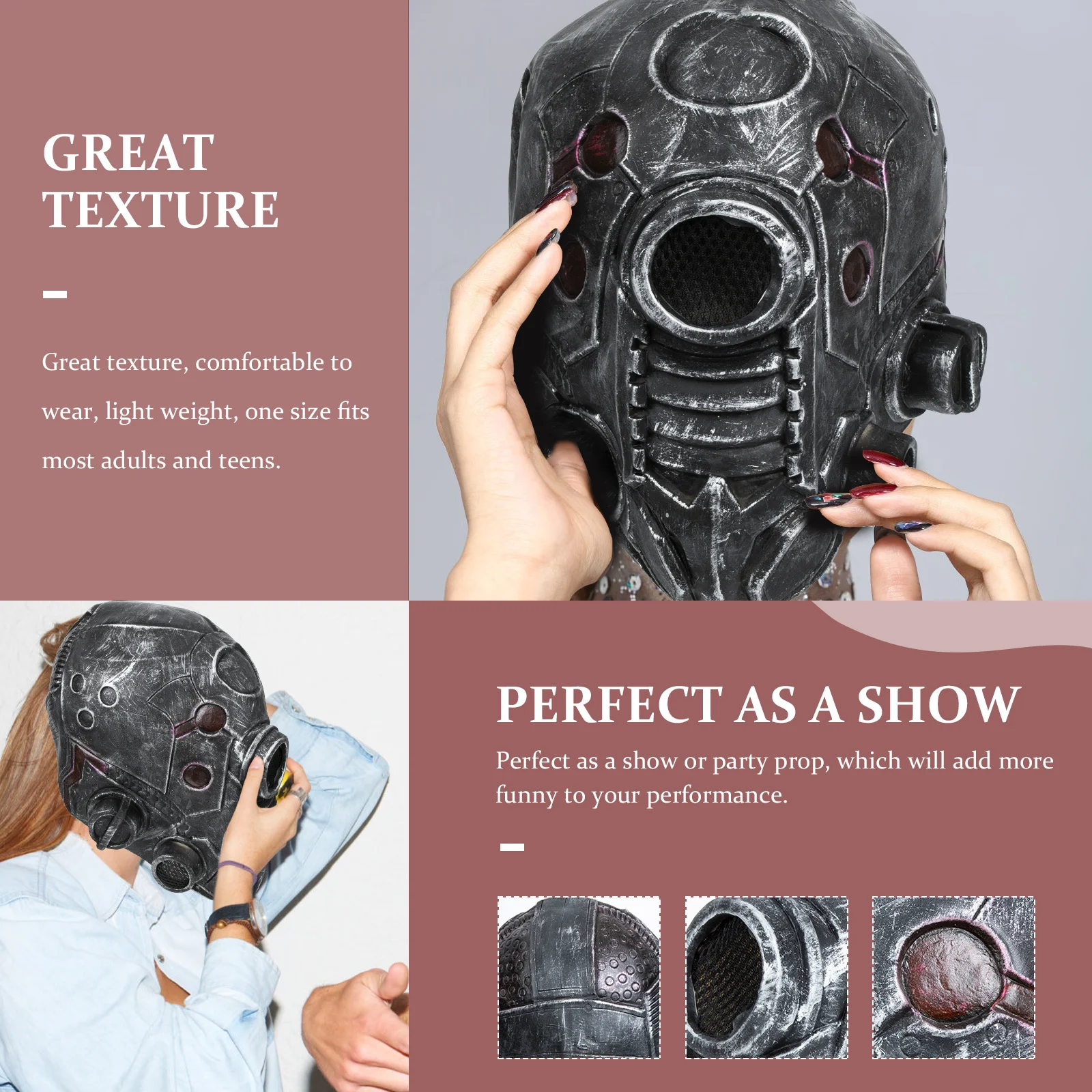 

Steampunk Mask Halloween Cosplay Prop Lightweight Durable Costume Accessory For Masquerade Party Robot Face Cover Dress Up