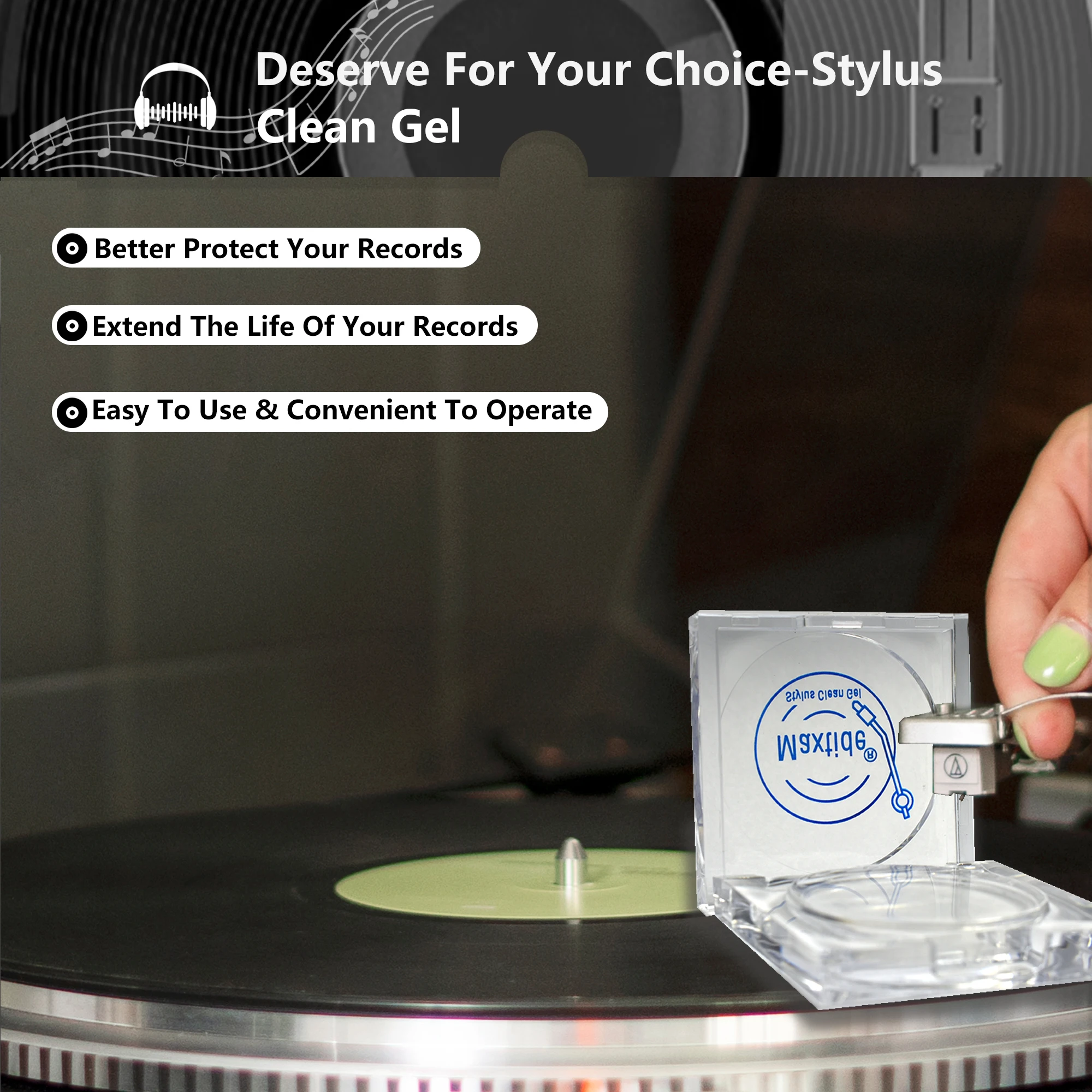 Professionl LP Record Cleaner Self-adhesive Turntable Stylus Cleaning Gel Vinyl Record Needle Cleaner