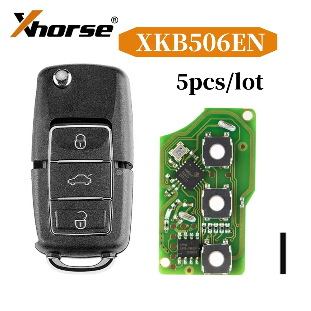 

5pcs/lot Xhorse XKB506EN Wire Remote Key for VW B5 Flip 3 Buttons Extreme Black English Version