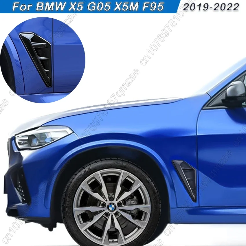 For BMW X5 G05 X5M F95 2019 2020 2021 2022 2pcs Car Side Fender Sticker Shark Gill Air Flow Wing Vent Trim Gloss Black