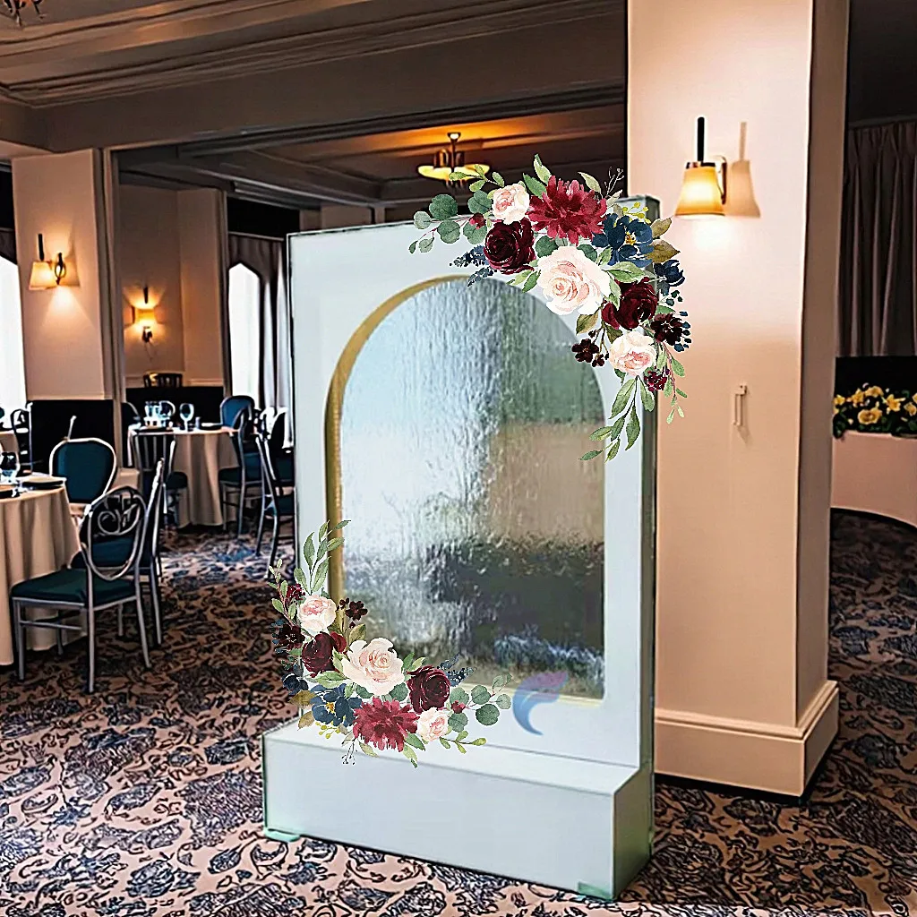 Customization.New Design Wedding Glass Waterfall with Warm White Led Light Wall for Restaurant Partition