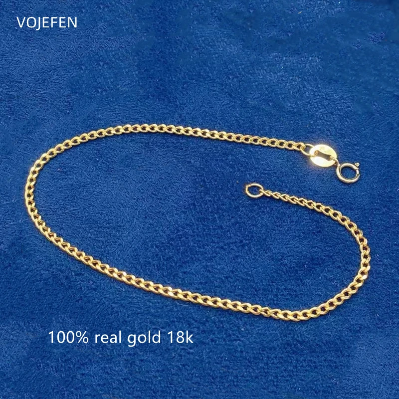 VOJEFEN 18K الكوبية سلاسل سوار مجوهرات للمرأة الأصلي AU750 الذهب الحقيقي الفاخرة شخصية مصمم شهادة المصوغات