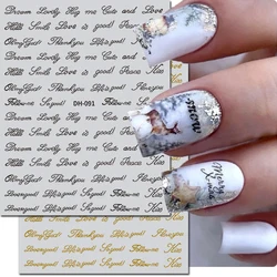 3d Nail Art Stickers Valentine Love Black Gold Silver English Letters Messages Nail Decals Decorations For Nail Art Manicure