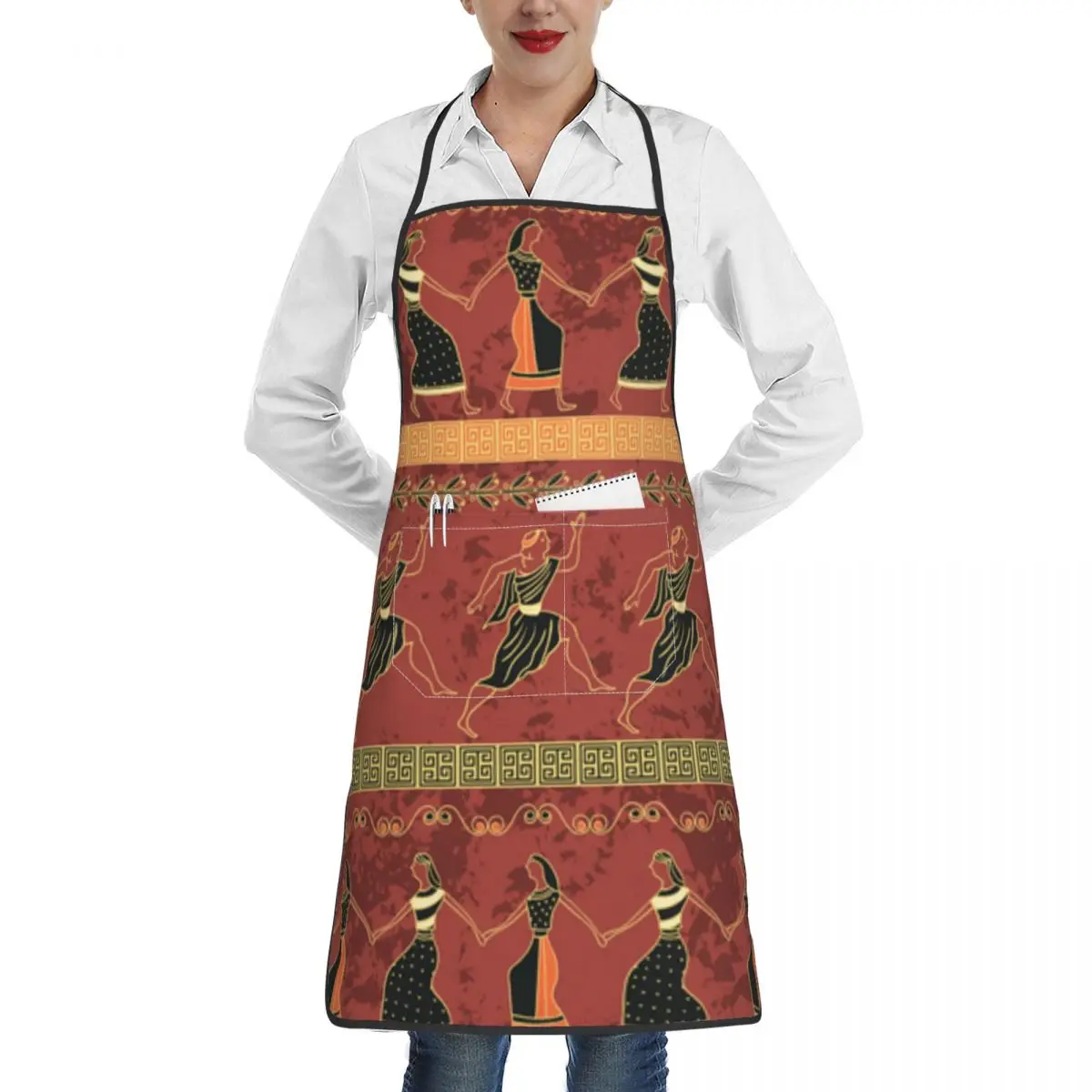 Cooking Baking Apron Ancient Greek Dancing People Ethnic Kitchen Restaurant Household Apron Cleaning Tool Merchandises