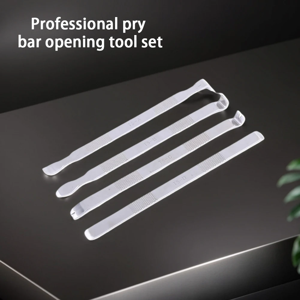 Kit d'ouverture de pied de biche en métal 4 en 1, TS-A/B/C/D Outil professionnel d'ouverture de barre de levier pour remplacement de boîtier arrière en verre de téléphone