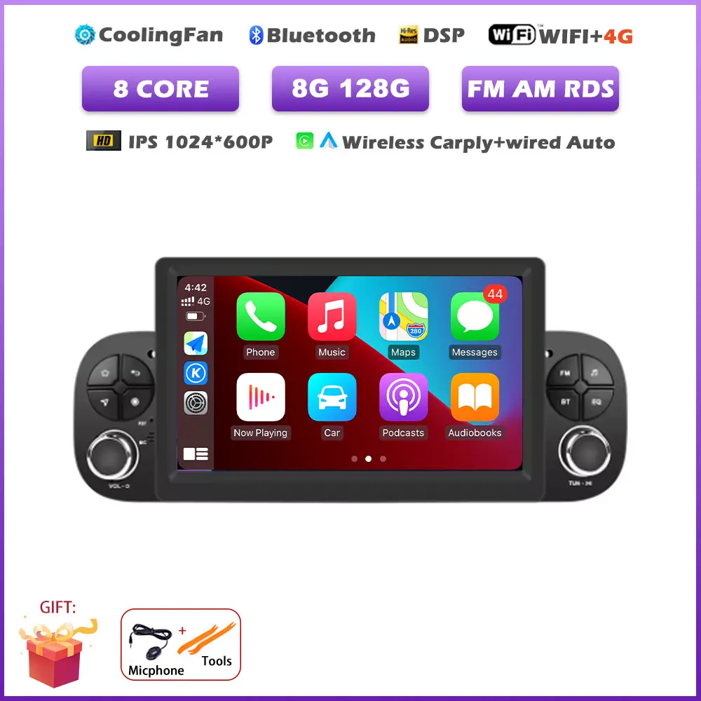 Android 16 Auto Voor Fiat Panda 2013-2020 Draadloze Carplay Autoradio Gps-navigatie Multimedia Video Player Audio Head Unit gereedschap