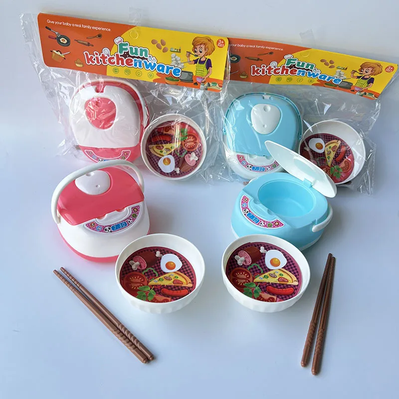 Zabawka dla dzieci do zabawy w dom, symulacja mini kuchni, ryżowar, pałeczki, naczynia, interakcja rodzic-dziecko, zabawka do gotowania, prezent dla dziewczynki.
