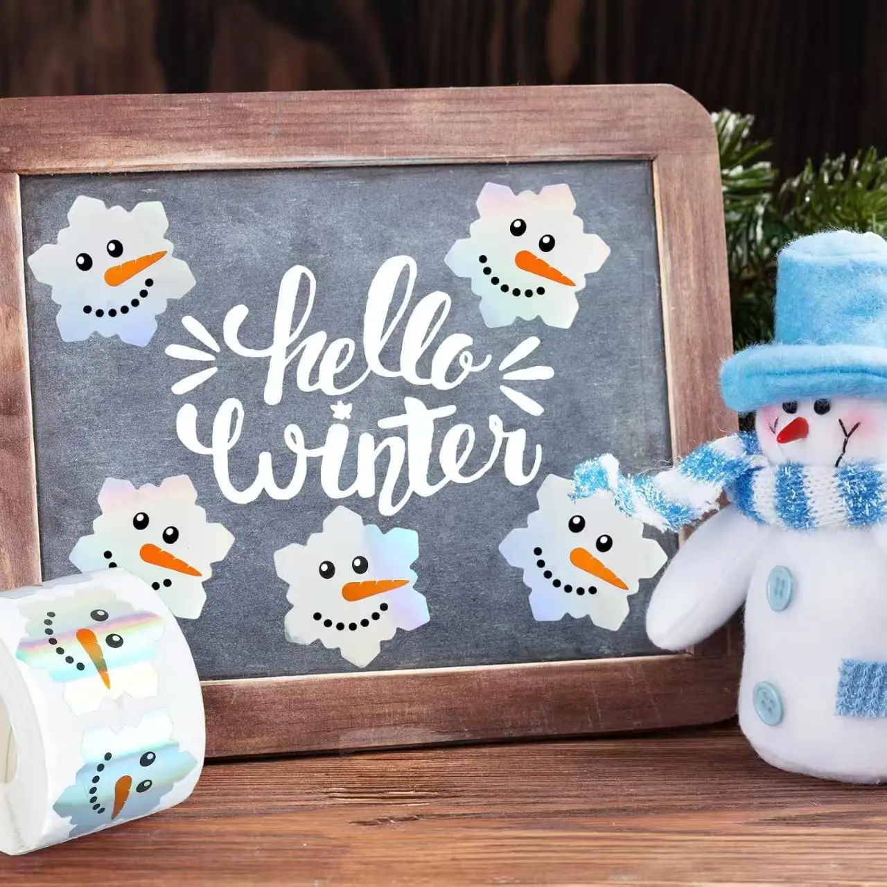 500 قطعة لكل لفة مجموعة عيد الميلاد قطع الليزر ثلج خربش ملصقات بولي كلوريد الفينيل ذاتية اللصق حفلة احتفالية لتقوم بها بنفسك الشارات الزخرفية #5