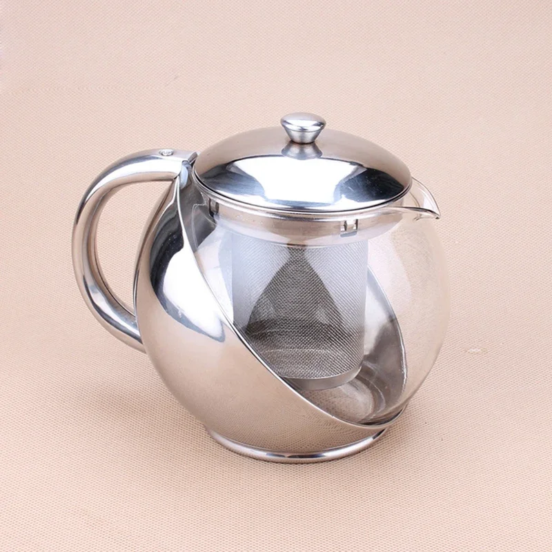 

500ml New stainless steel Glass Spherical flower tea pot,Flower Set Puer Kettle Coffee Teapot Convenient Infuser Office Home