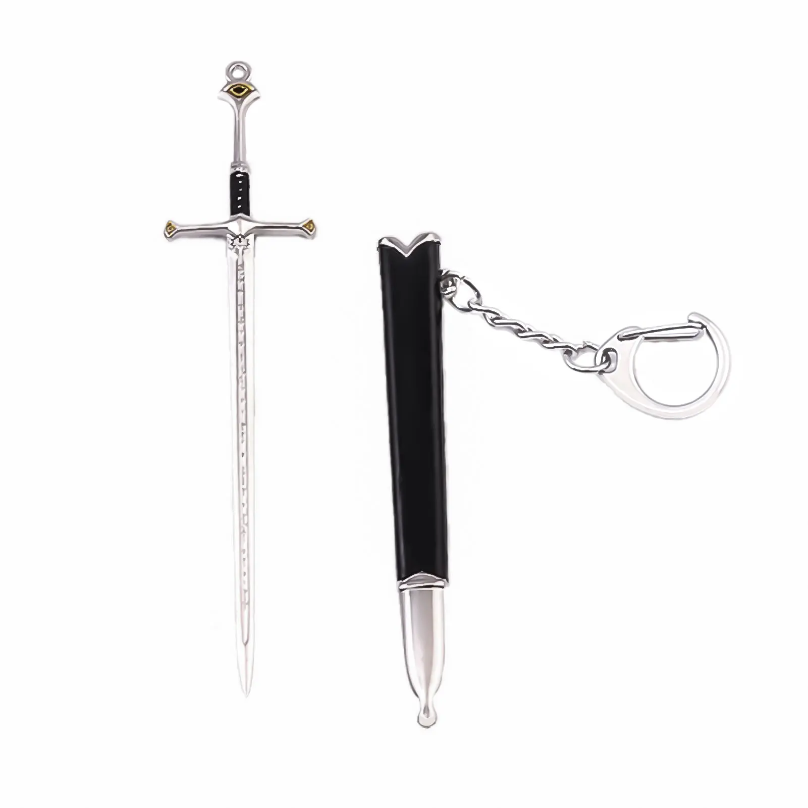 12 Aragorn Narthil Sword Keychains Elves Anduril Medieval Weapon Ring Metal Katana Samurai Sword Bag Pandant Men Ornaments Gifts image 3