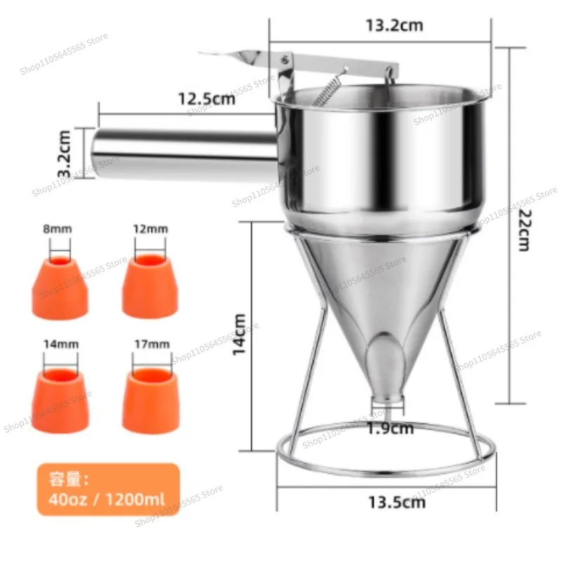 For Stainless Steel Batter Separator Large Diameter Removable Handle with 4 Silicone Nozzles